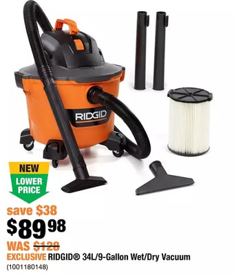 Home Depot Ridgid 34l/9-gallon wet/dry vacuum offer
