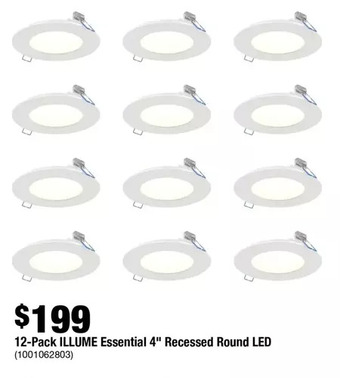Home Depot 12-pack illume essential 4" recessed round led offer