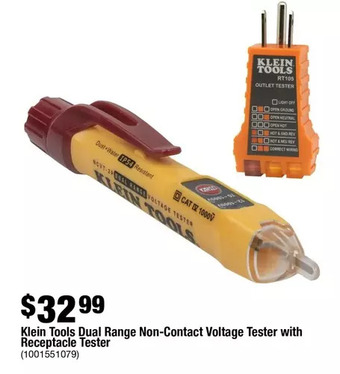 Home Depot Klein tools dual range non-contact voltage tester with receptacle tester offer