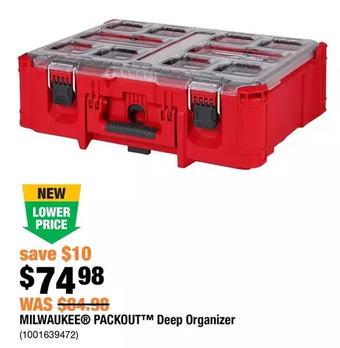 Home Depot Milwaukee packout deep organizer offer