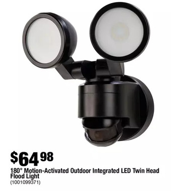 Home Depot 180° motion-activated outdoor integrated led twin head flood light offer