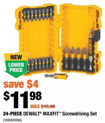 Home Depot 24-piece dewalt maxfit screwdriving set offer