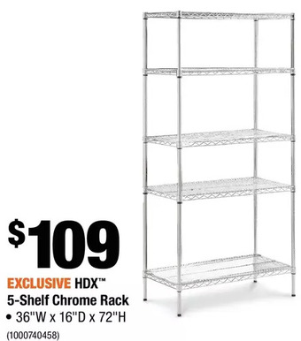 Home Depot Hdx 5-shelf chrome rack offer