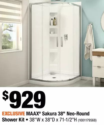Home Depot Maax sakura 38" neo-round shower kit offer