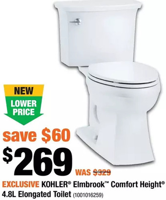 Home Depot Kohler elmbrook comfort height 4.8l elongated toilet offer