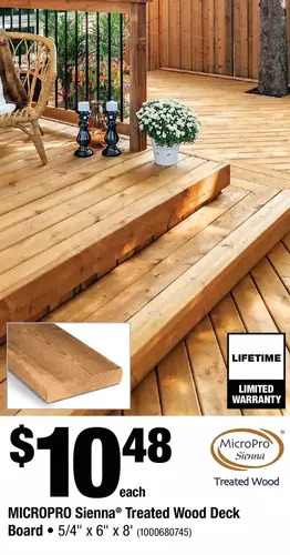 Home Depot Micropro sienna treated wood deck board offer