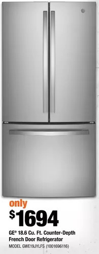 Home Depot Ge 18.6 cu. ft. counter-depth french door refrigerator offer