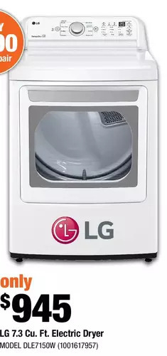 Home Depot Lg 7.3 cu. ft. electric dryer offer