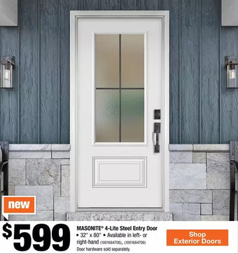 Home Depot Masonite 4-lite steel entry door offer