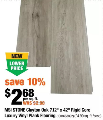 Home Depot Msi stone clayton oak 7.12" x 42" rigid core luxury vinyl plank flooring offer