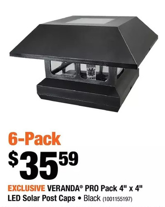 Home Depot Veranda pro pack 4" x 4" led solar post caps offer