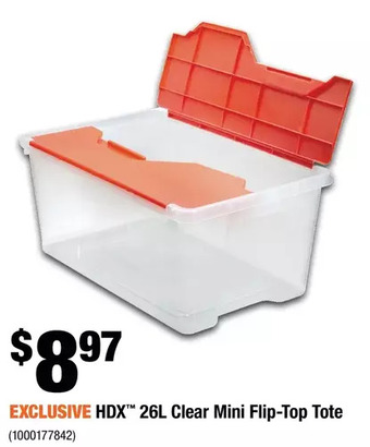 Home Depot Hdx 26l clear mini flip-top tote offer