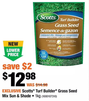 Home Depot Scotts turf builder grass seed mix sun & shade offer