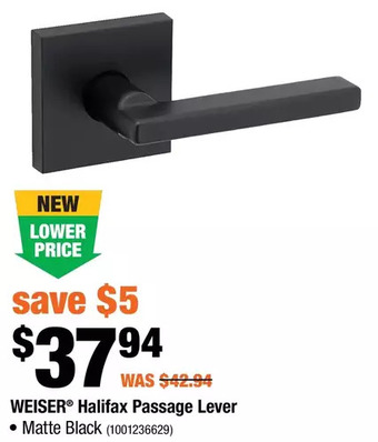 Home Depot Weiser halifax passage lever offer