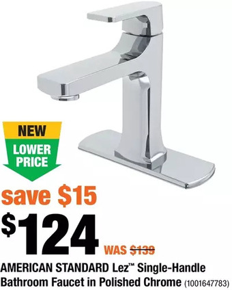 Home Depot American standard lez single-handle bathroom faucet in polished chrome offer