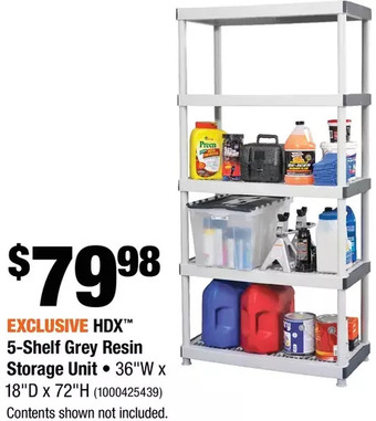 Home Depot Hdx 5-shelf grey resin storage unit offer
