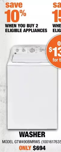 Home Depot Ge washer offer