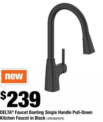 Home Depot Delta faucet banting single-handle pull-down kitchen faucet in black offer