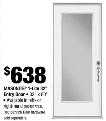 Home Depot Masonite 1-lite 32" entry door offer