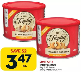 Giant Tiger Trophy cashews offer