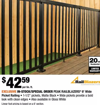 Home Depot Peak railblazers 6' wide picket railing offer