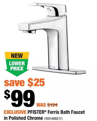 Home Depot Pfister ferris bath faucet in polished chrome offer