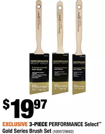 Home Depot 3-piece performance select gold series brush set offer