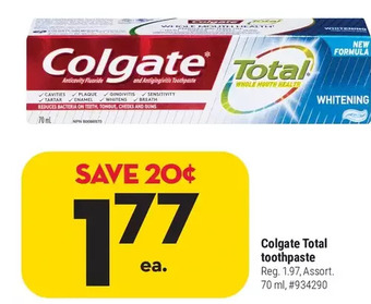 Giant Tiger Colgate total toothpaste offer