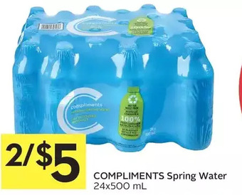 Foodland Compliments spring water offer