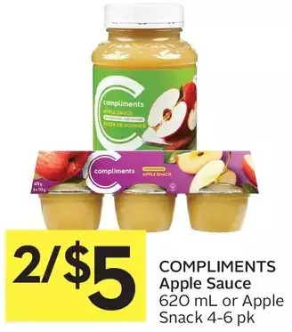Foodland Compliments apple sauce or apple snack offer