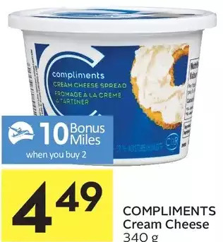 Foodland Compliments cream cheese offer