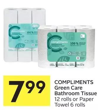 Foodland Compliments green care bathroom tissue or paper towel offer