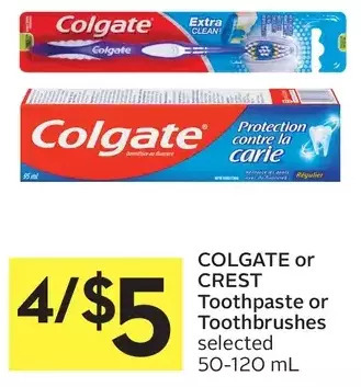 Foodland Colgate or crest toothpaste or toothbrushes offer