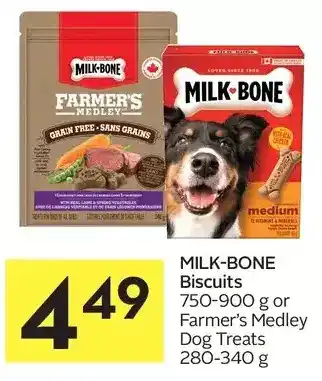 Foodland Milk-bone biscuits or farmer's medley dog treats offer