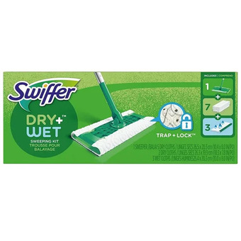 Staples Swiffer dry + wet all purpose floor mopping and cleaning starter kit offer