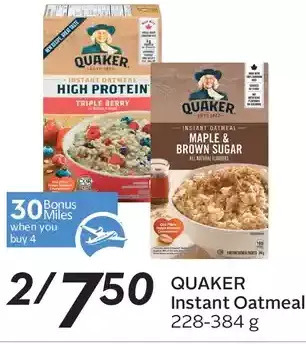 Sobeys Quaker instant oatmeal offer