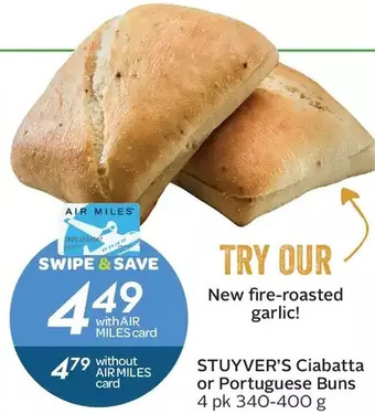 Sobeys Stuyver's ciabatta or portuguese buns offer