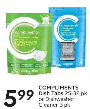 Sobeys Compliments dish tabs or dishwasher cleaner offer