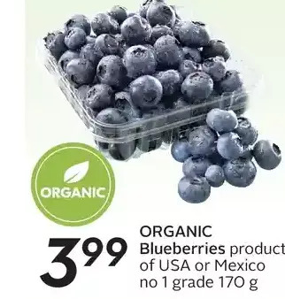 Sobeys Organic blueberries offer