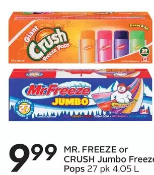 Sobeys Mr. freeze or crush jumbo freeze pops offer