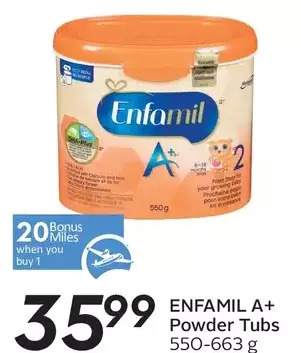 Sobeys Enfamil a+ powder tubs offer