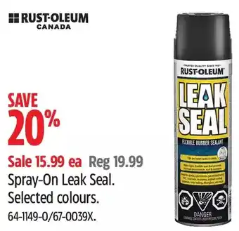 Canadian Tire Rust-oleum canada spray-on leak seal offer
