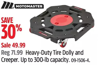 Canadian Tire Motomaster heavy-duty tire dolly and creeper offer