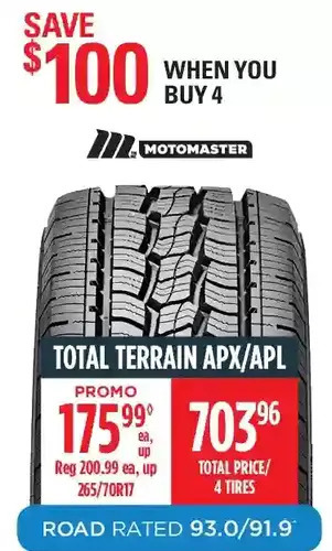 Canadian Tire Motomaster total terrain apx/apl offer