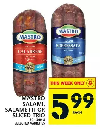 Food Basics Mastro salami, salametti or sliced trio offer