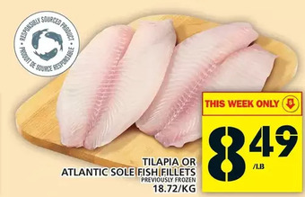 Food Basics Tilapia or atlantic sole fish fillets offer