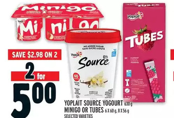 Metro Yoplait source yogourt | minigo or tubes offer
