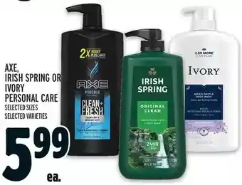 Metro Axe, irish spring or ivory personal care offer
