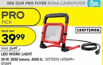 RONA Craftsman led work light offer