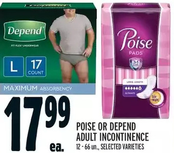 Metro Poise or depend adult incontinence offer